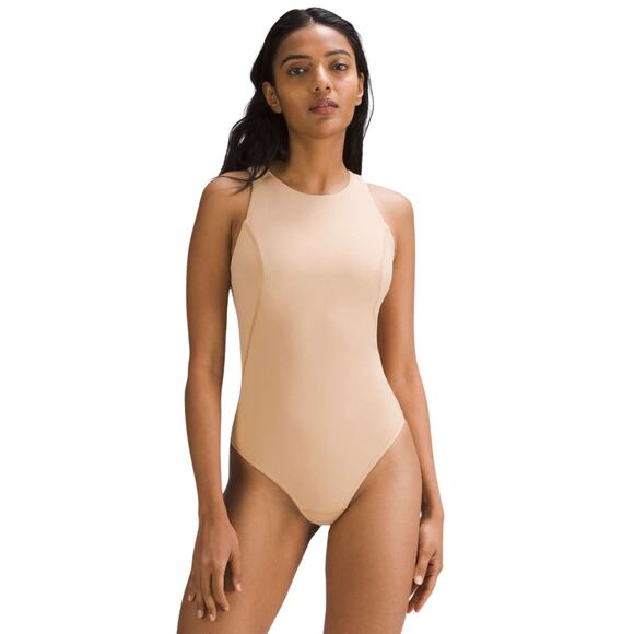 Lululemon High Neck Shelf Bodysuit โจ Contour Nude Beige | Size 2 | NWT - Picture 1 of 7